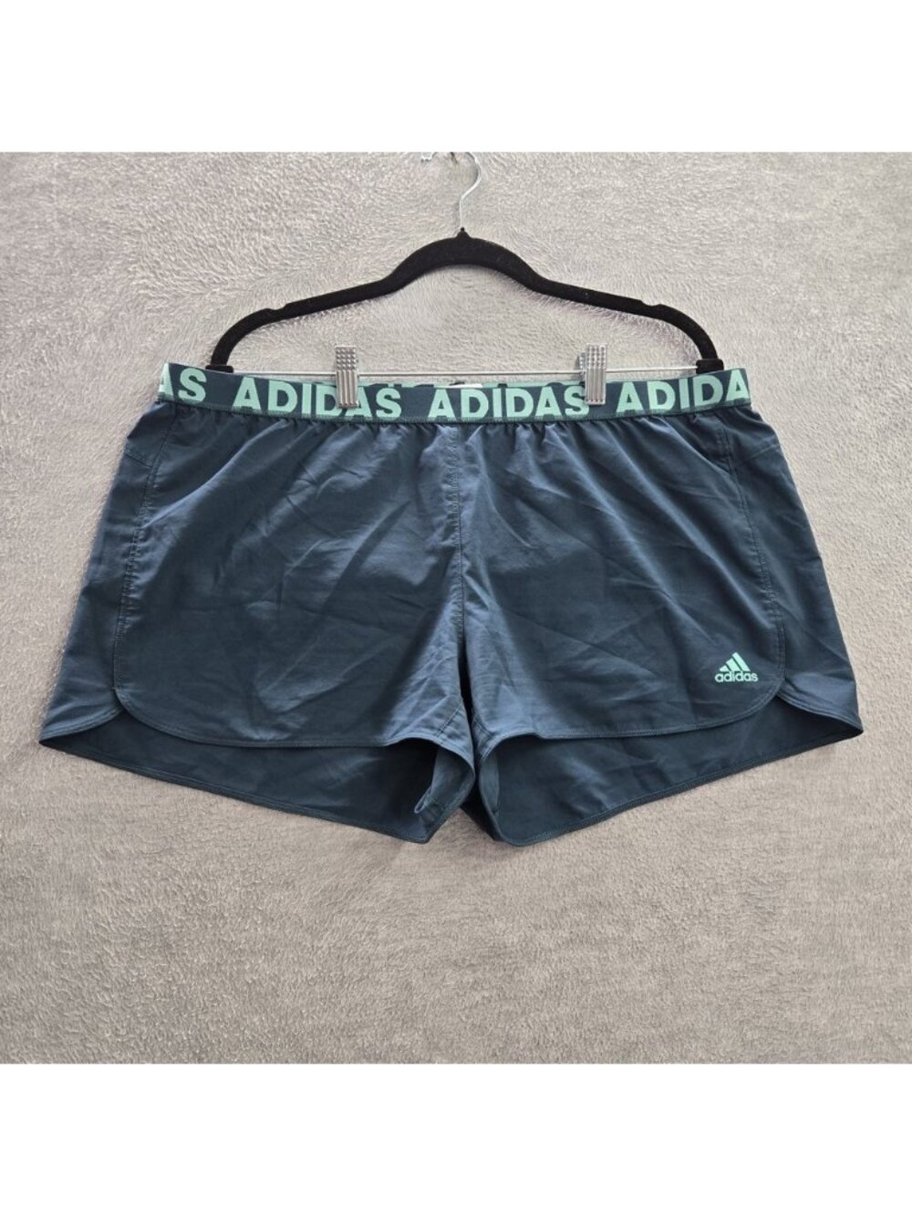 Adidas Women‎ Activewear Shorts XL Blue Logo 3" Inseam Polyester Mid Rise